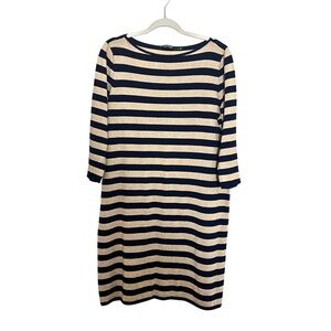 Ralph Lauren Navy & Gold Striped Knee‎ Length Dress Size XL Preppy Party Holiday